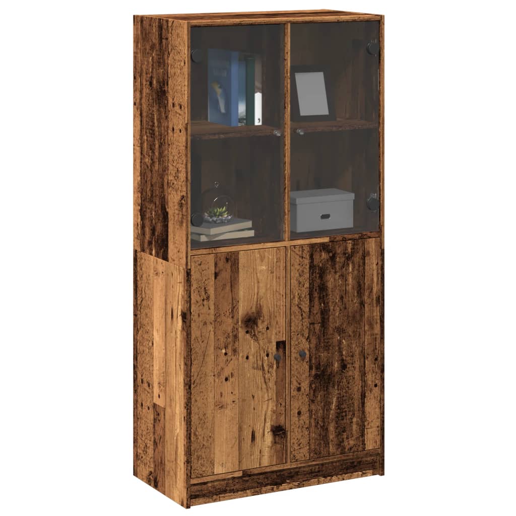 vidaXL Aparador con puertas madera ingeniería envejecida 68x37x142 cm