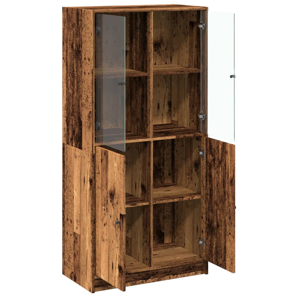 vidaXL Aparador con puertas madera ingeniería envejecida 68x37x142 cm