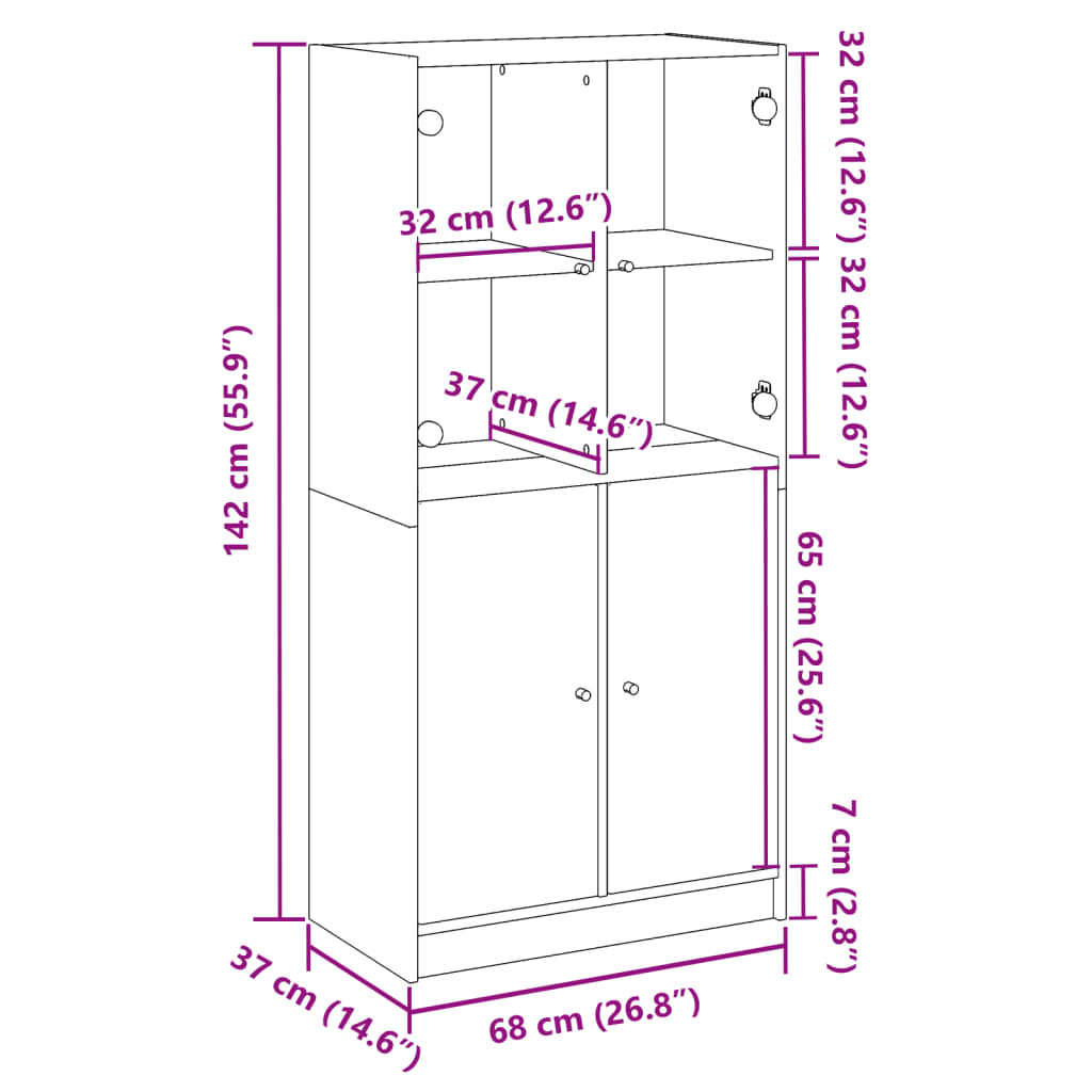 vidaXL Aparador con puertas madera ingeniería envejecida 68x37x142 cm