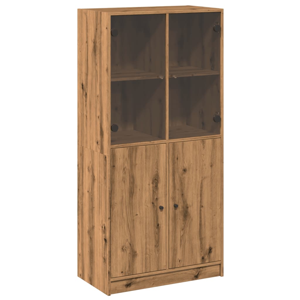 vidaXL Aparador alto con puertas madera roble artisian 68x37x142 cm