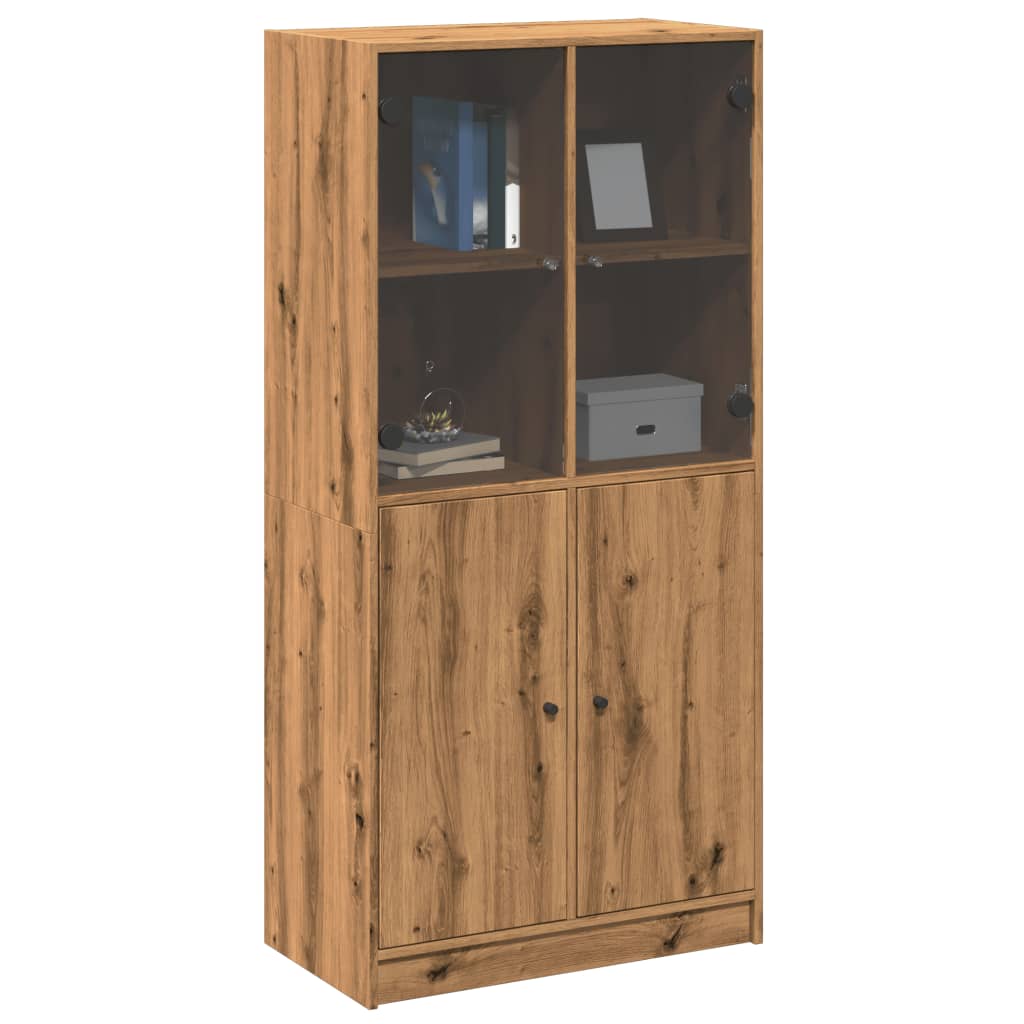 vidaXL Aparador alto con puertas madera roble artisian 68x37x142 cm