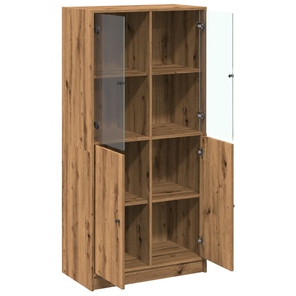 vidaXL Aparador alto con puertas madera roble artisian 68x37x142 cm