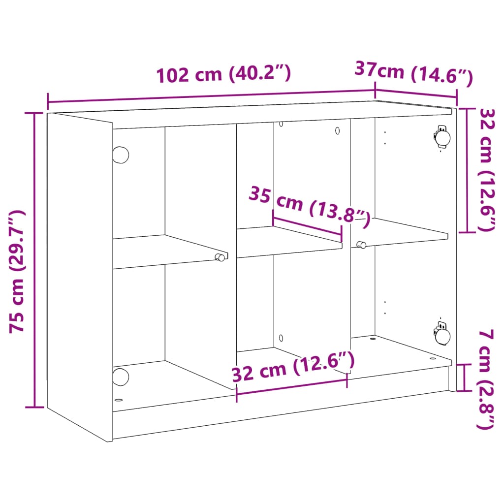 vidaXL Aparador de madera de ingeniería envejecida 102x37x75,5 cm