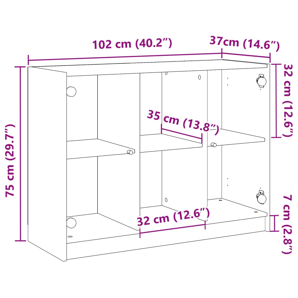 vidaXL Aparador madera de ingeniería roble artiasian 102x37x75,5 cm