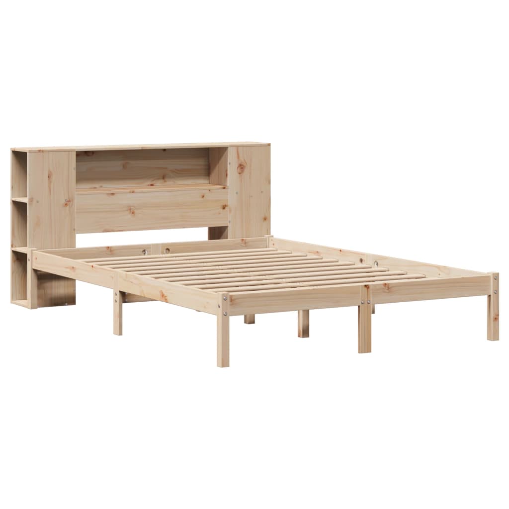 vidaXL Cama con estantería sin colchón madera maciza de pino 140x190cm