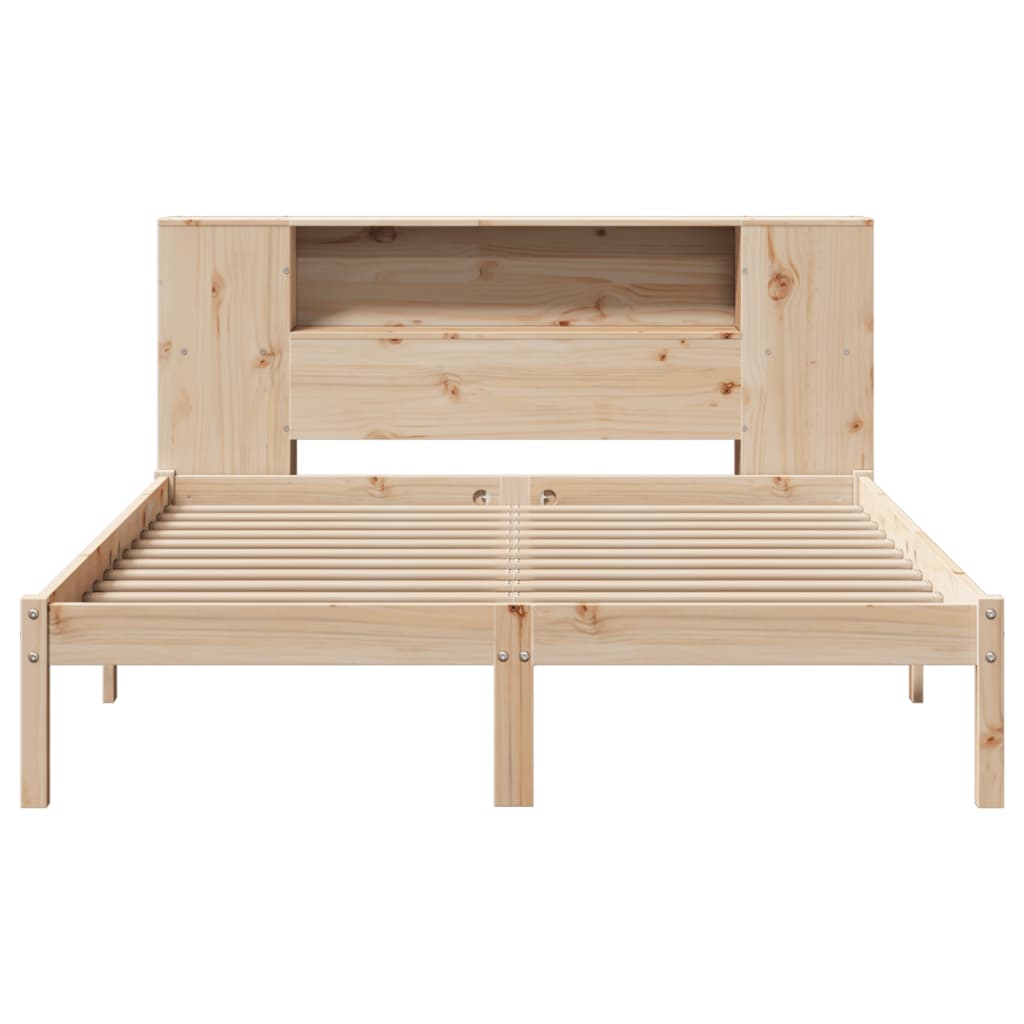 vidaXL Cama con estantería sin colchón madera maciza de pino 140x190cm