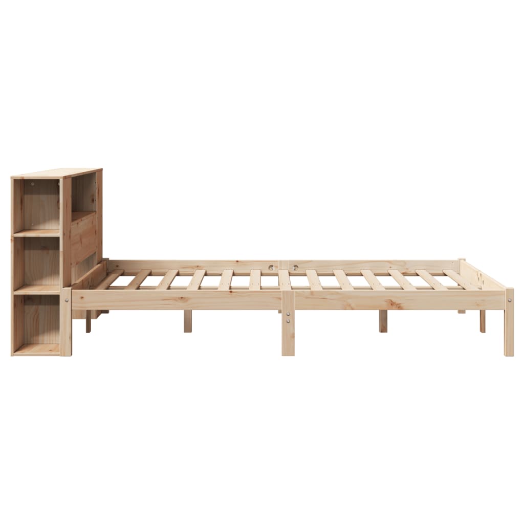 vidaXL Cama con estantería sin colchón madera maciza de pino 140x190cm