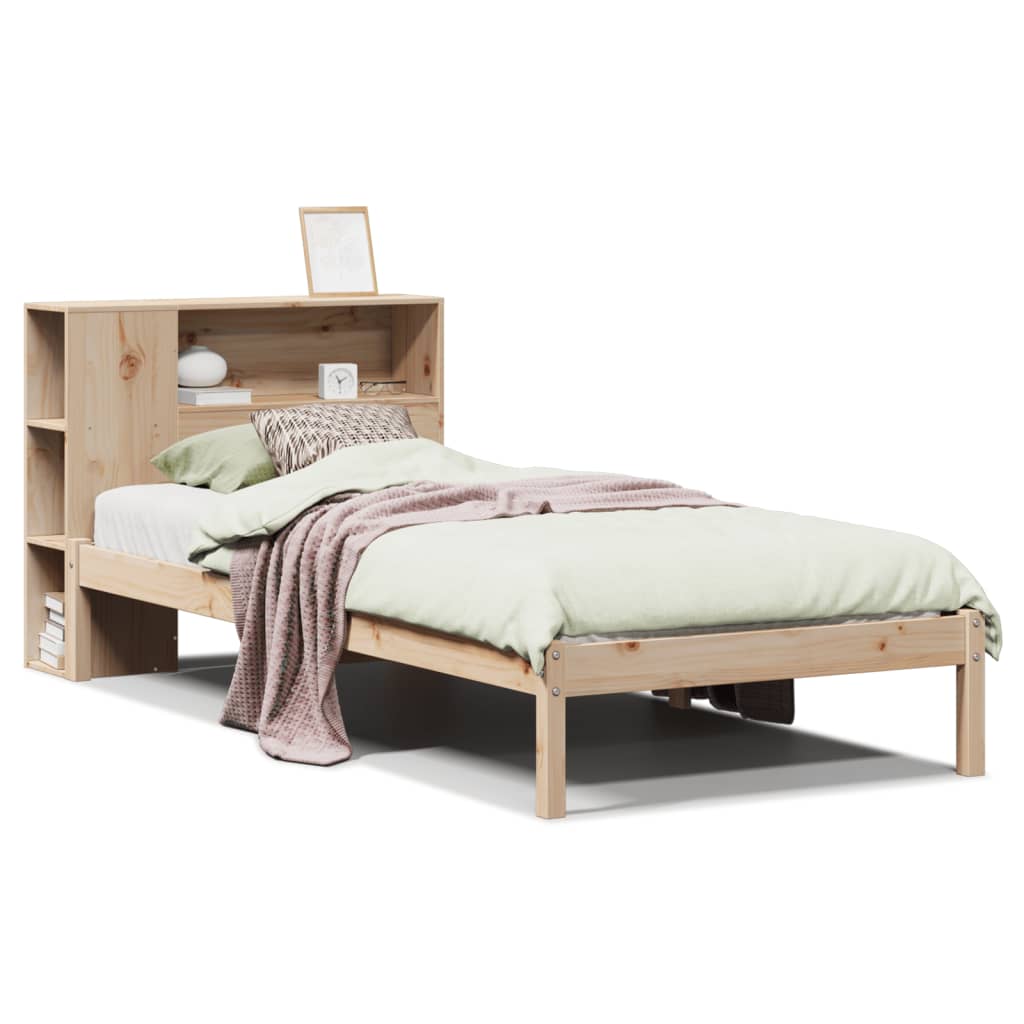 vidaXL Cama con estantería sin colchón madera maciza de pino 100x200cm