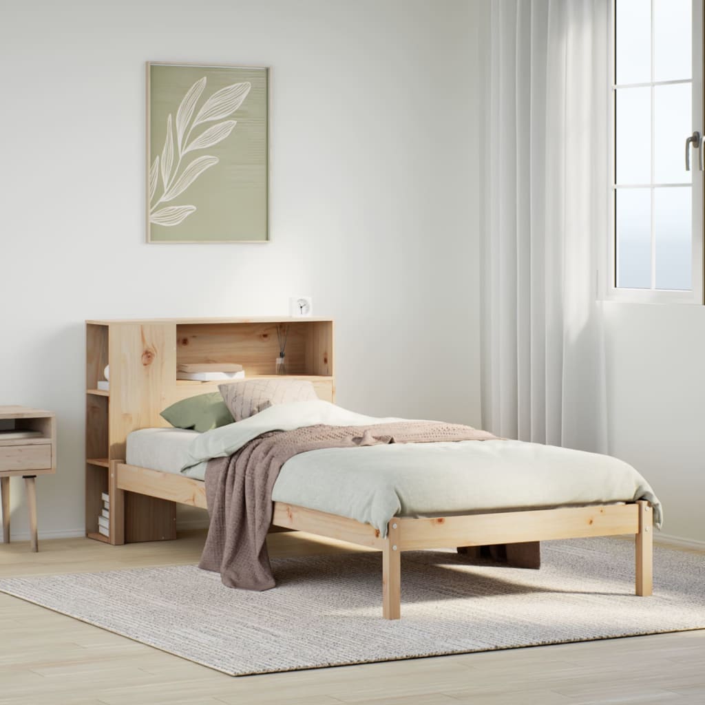 vidaXL Cama con estantería sin colchón madera maciza de pino 100x200cm