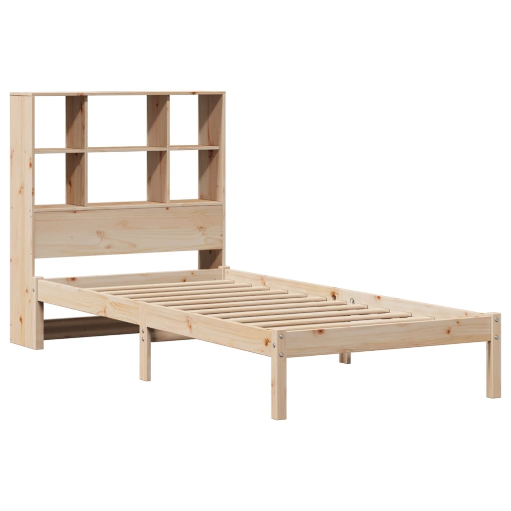 vidaXL Cama con estantería sin colchón madera maciza de pino 75x190 cm