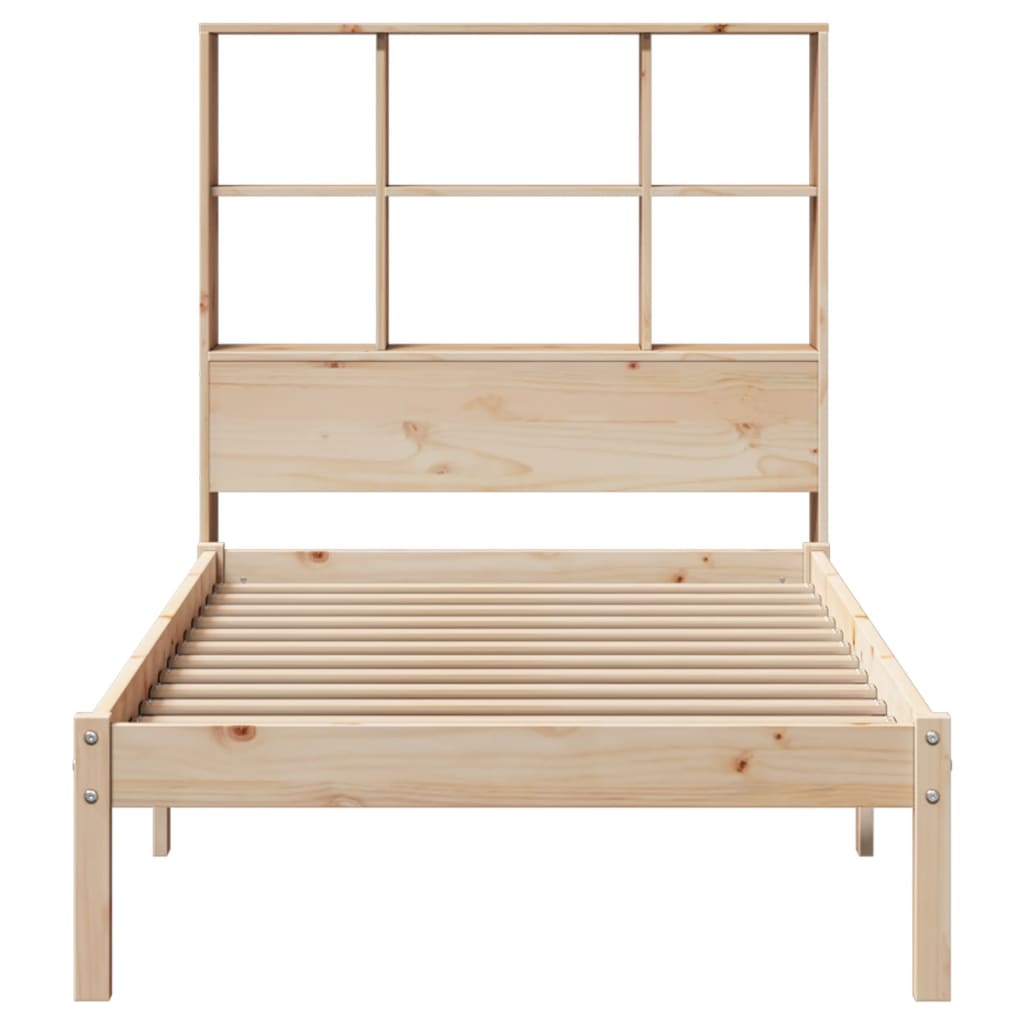 vidaXL Cama con estantería sin colchón madera maciza de pino 75x190 cm