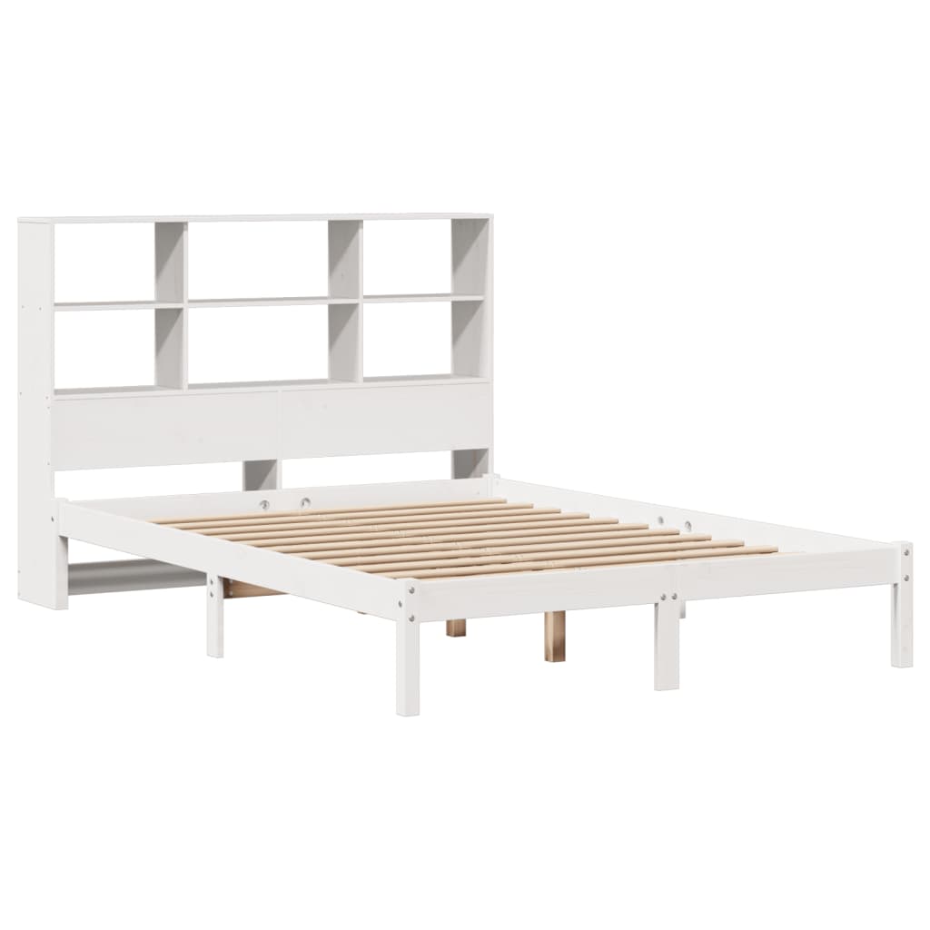 vidaXL Cama con estantería sin colchón madera maciza blanca 120x190 cm