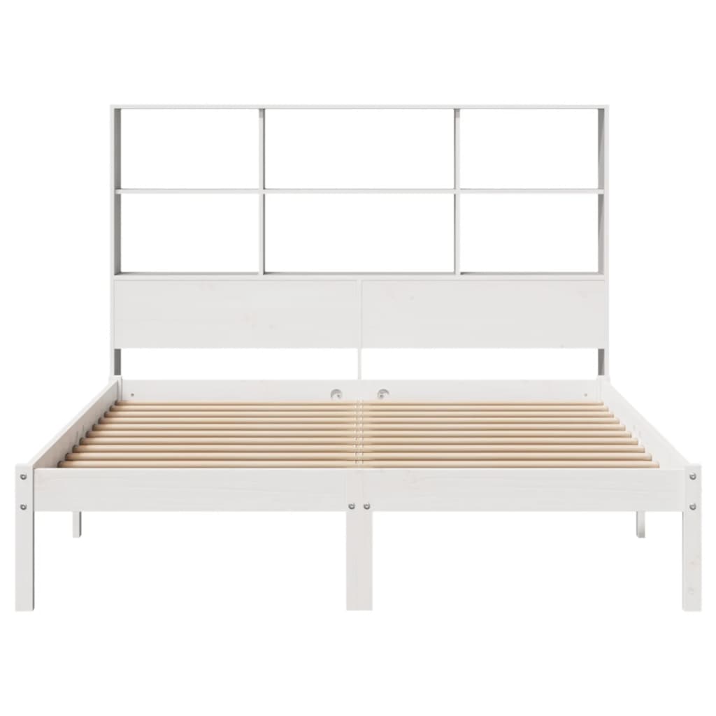 vidaXL Cama con estantería sin colchón madera maciza blanca 120x190 cm