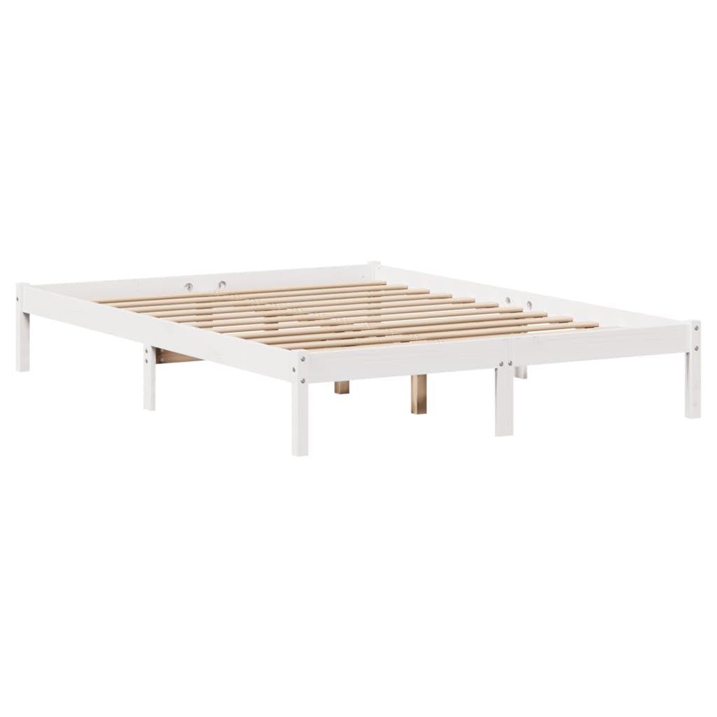 vidaXL Cama con estantería sin colchón madera maciza blanca 120x190 cm