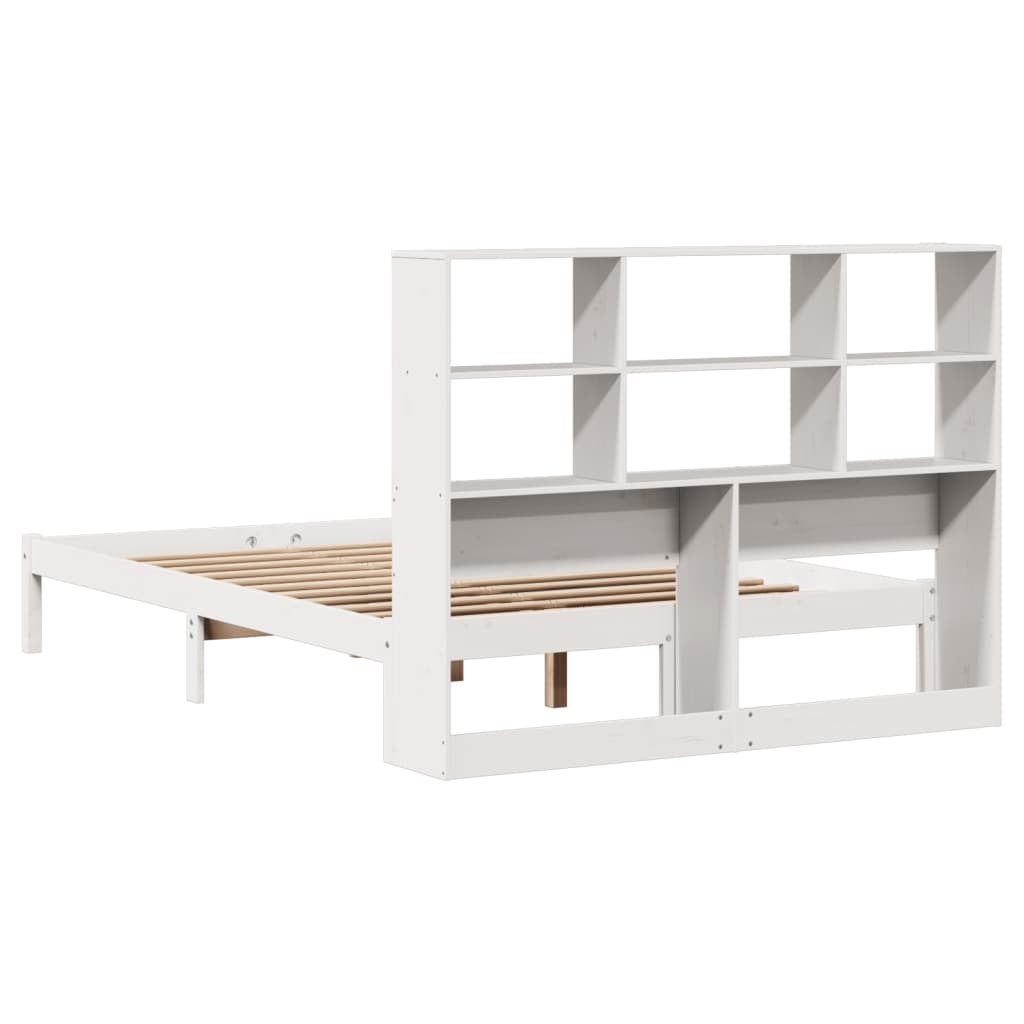 vidaXL Cama con estantería sin colchón madera maciza blanca 120x190 cm