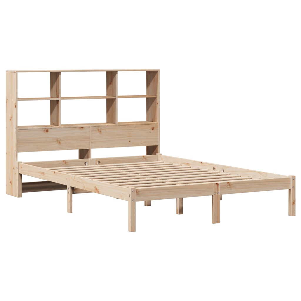 vidaXL Cama con estantería sin colchón madera maciza de pino 140x190cm