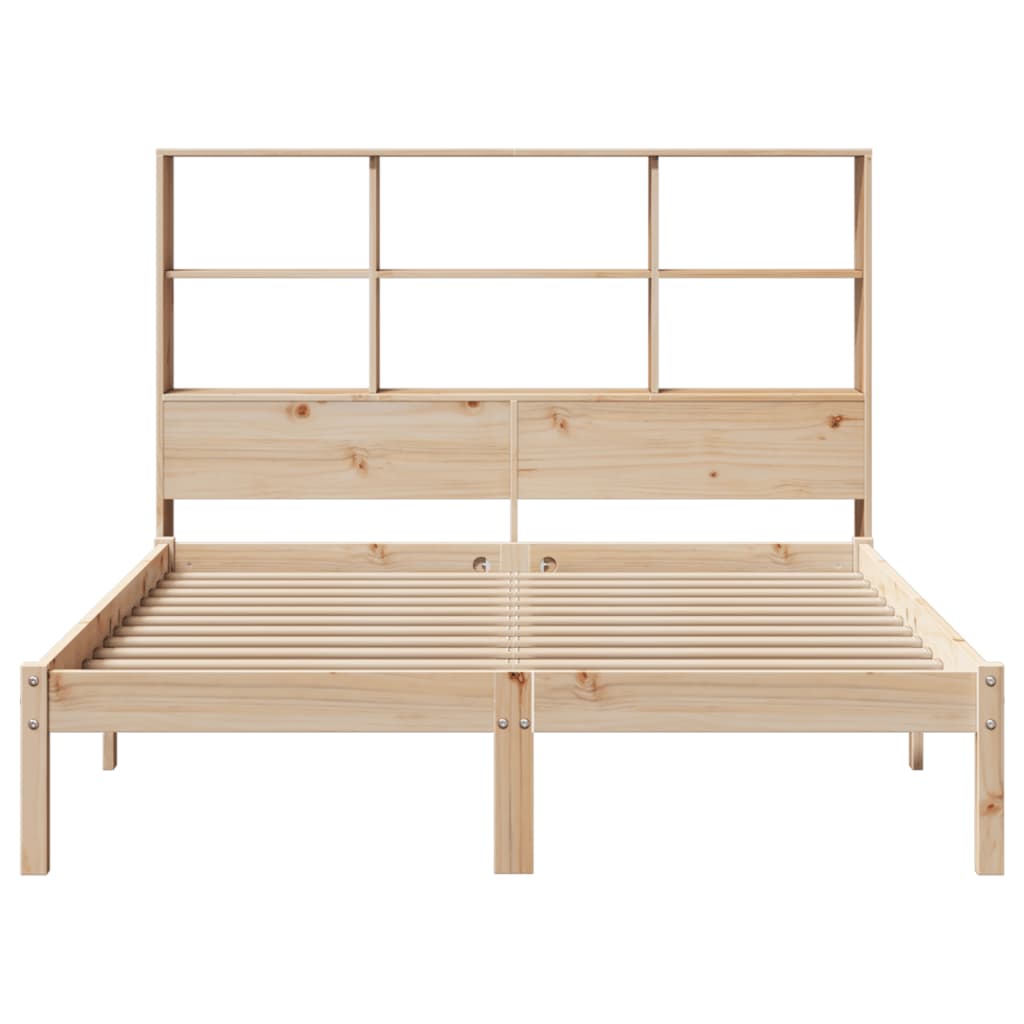 vidaXL Cama con estantería sin colchón madera maciza de pino 140x190cm