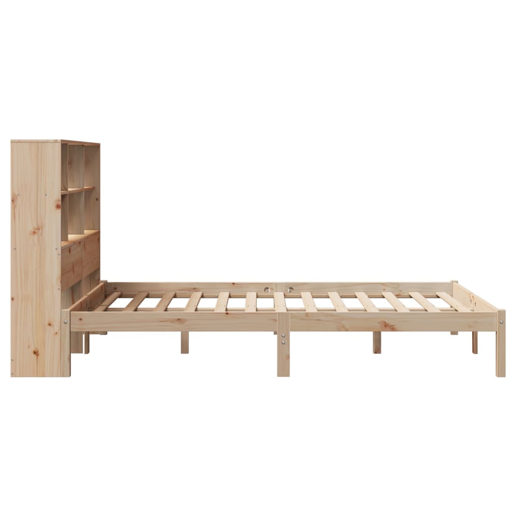 vidaXL Cama con estantería sin colchón madera maciza de pino 140x190cm