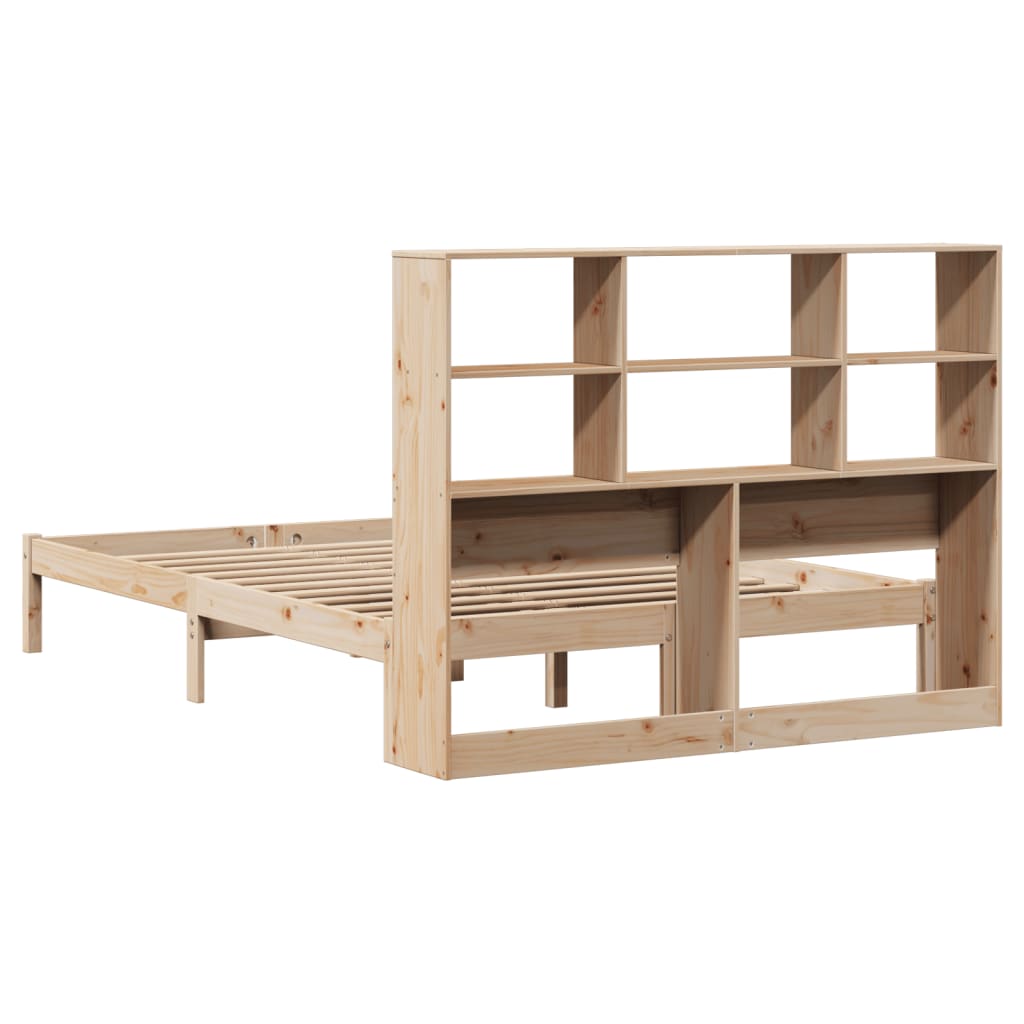 vidaXL Cama con estantería sin colchón madera maciza de pino 140x190cm