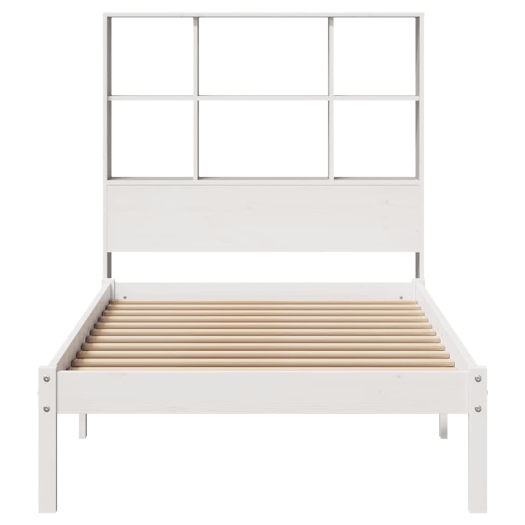 vidaXL Cama con estantería sin colchón madera maciza blanca 100x200 cm