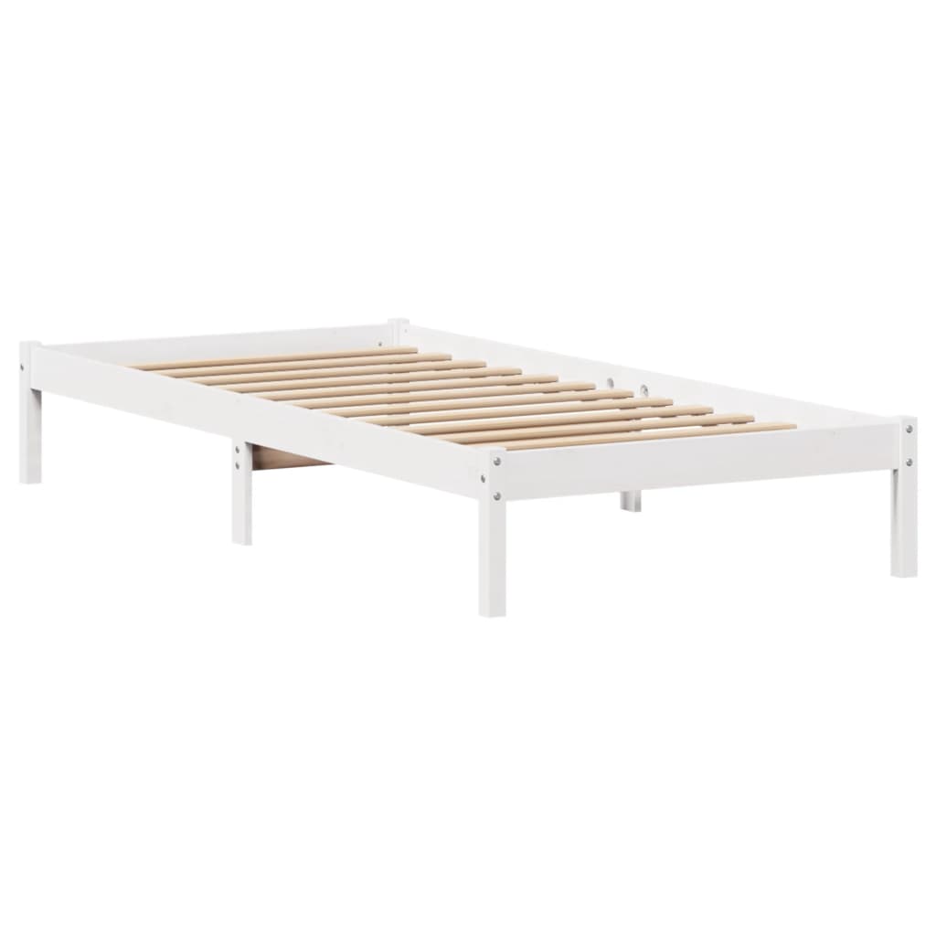 vidaXL Cama con estantería sin colchón madera maciza blanca 100x200 cm