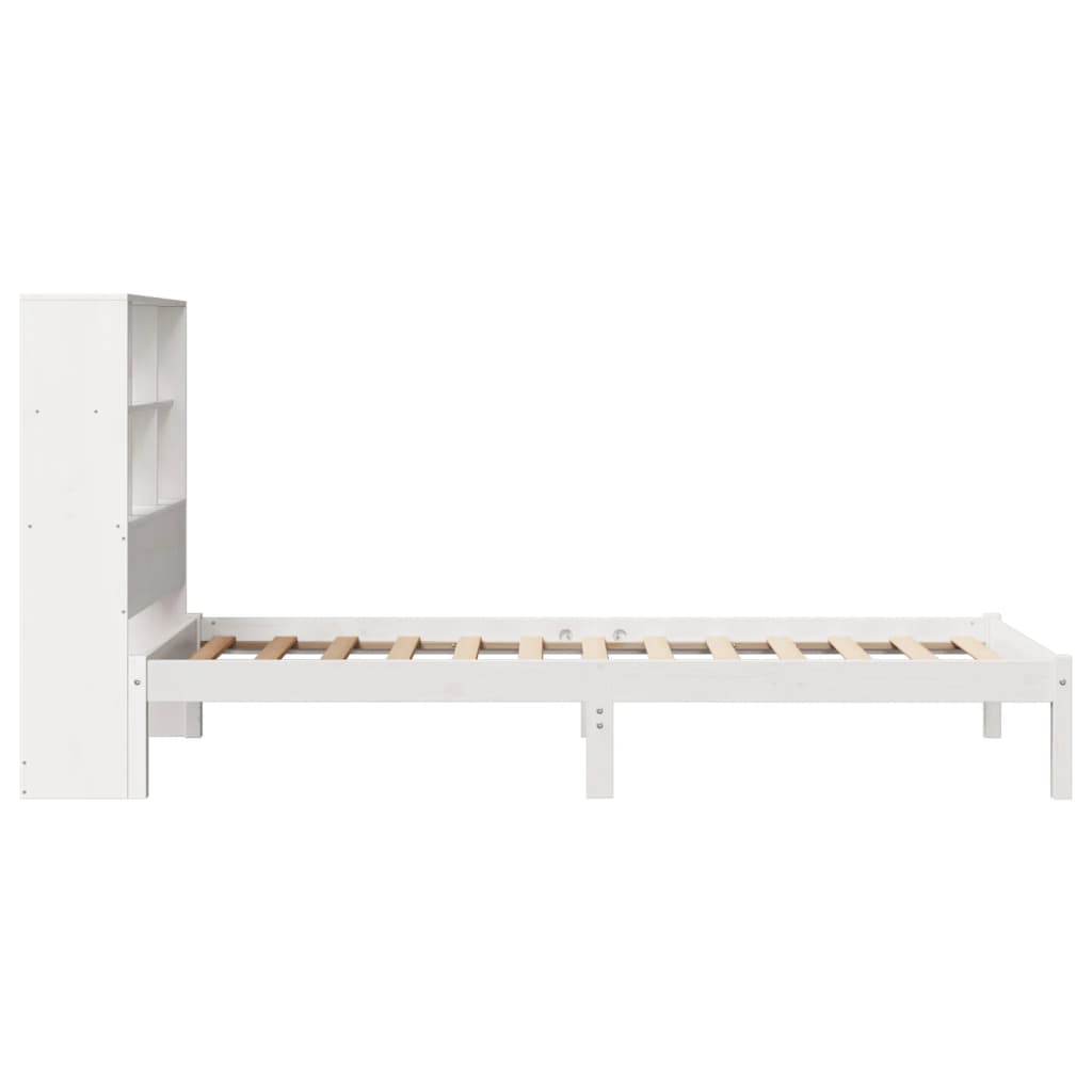 vidaXL Cama con estantería sin colchón madera maciza blanca 100x200 cm