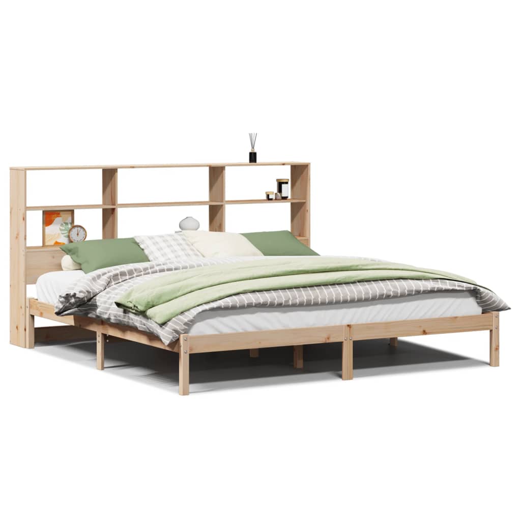 vidaXL Cama con estantería sin colchón madera maciza de pino 180x200cm