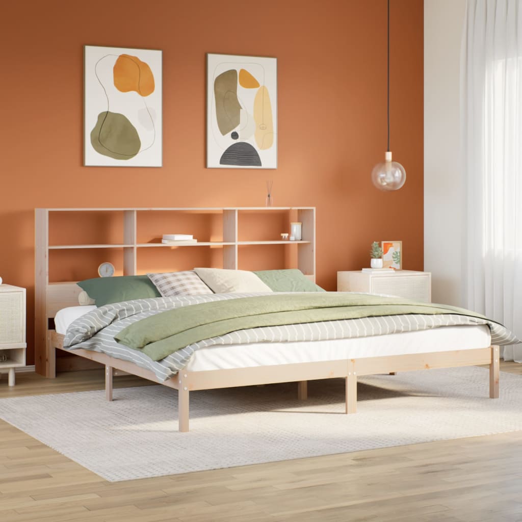 vidaXL Cama con estantería sin colchón madera maciza de pino 180x200cm