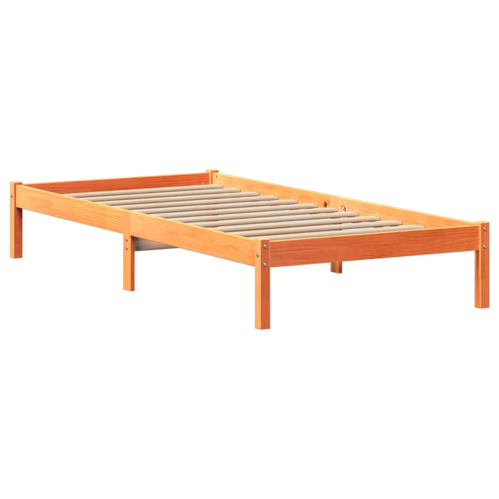 vidaXL Sofá con estantería sin colchón madera maciza marrón 90x200 cm