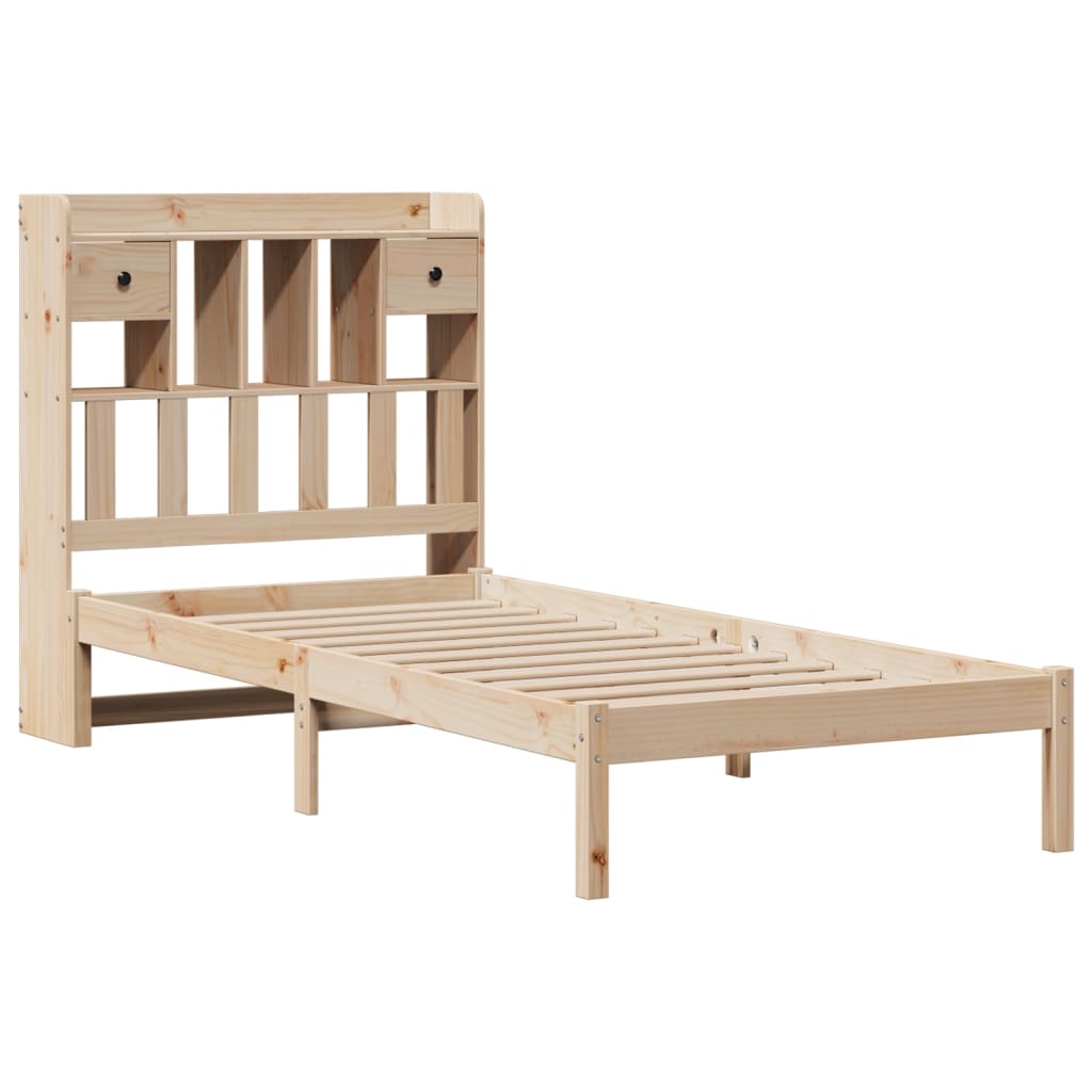 vidaXL Cama con estantería sin colchón madera maciza de pino 75x190 cm