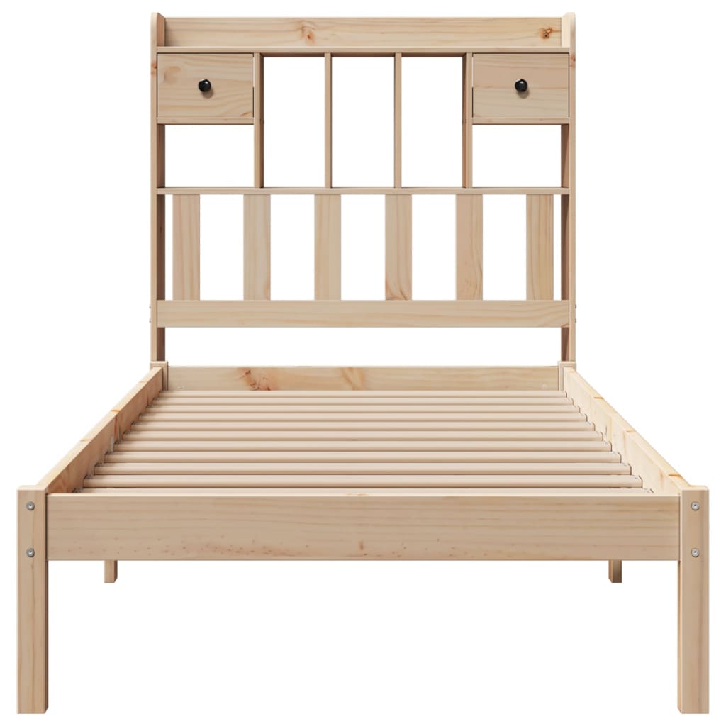 vidaXL Cama con estantería sin colchón madera maciza de pino 75x190 cm