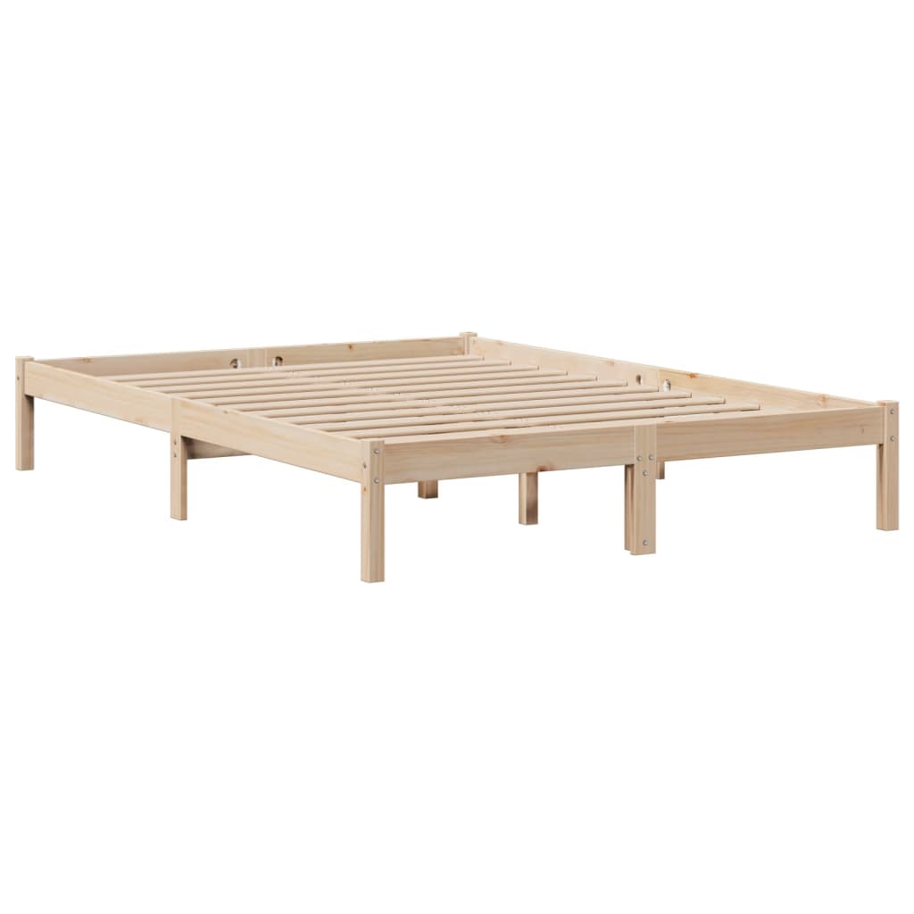 vidaXL Cama con estantería sin colchón madera maciza de pino 140x190cm