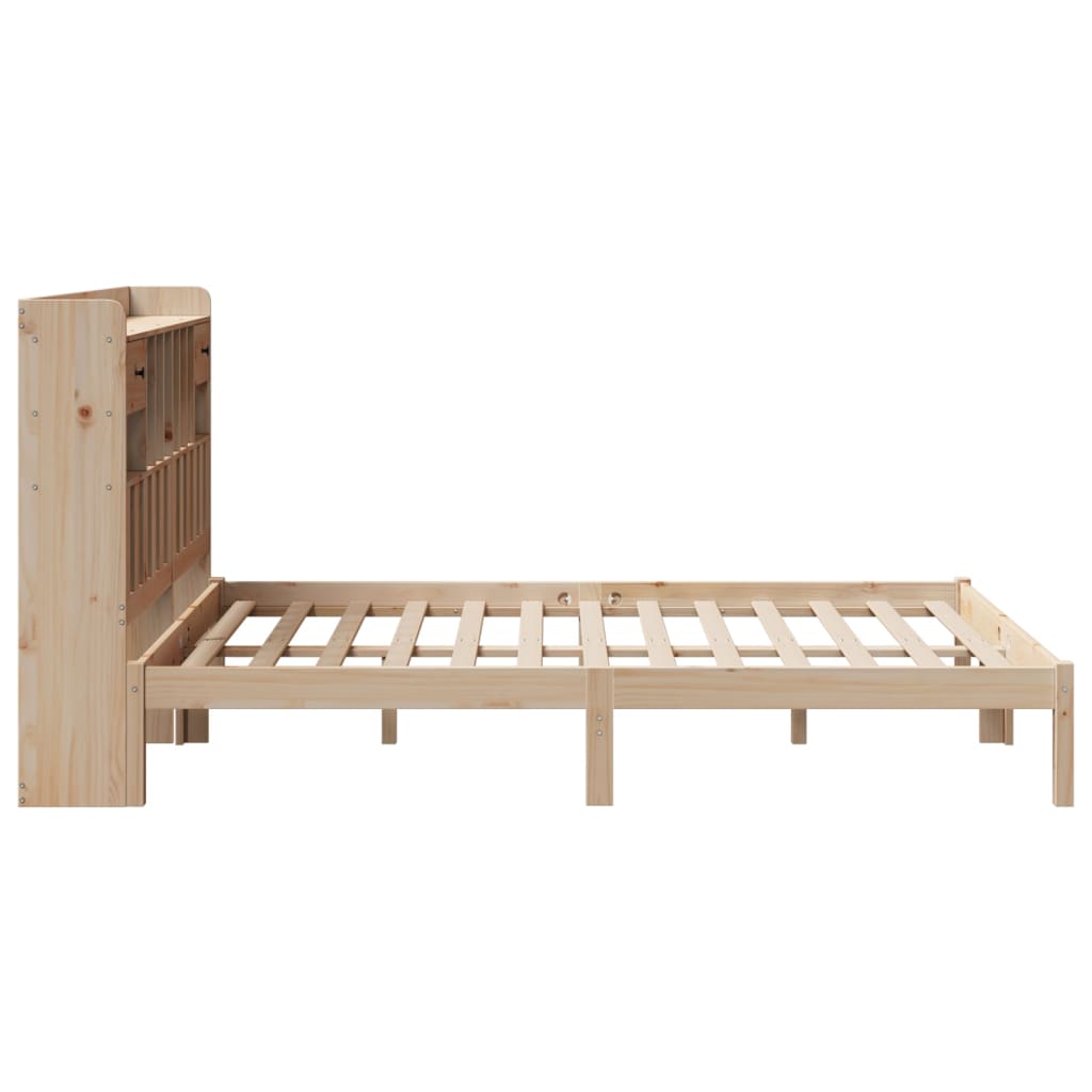 vidaXL Cama con estantería sin colchón madera maciza de pino 140x190cm