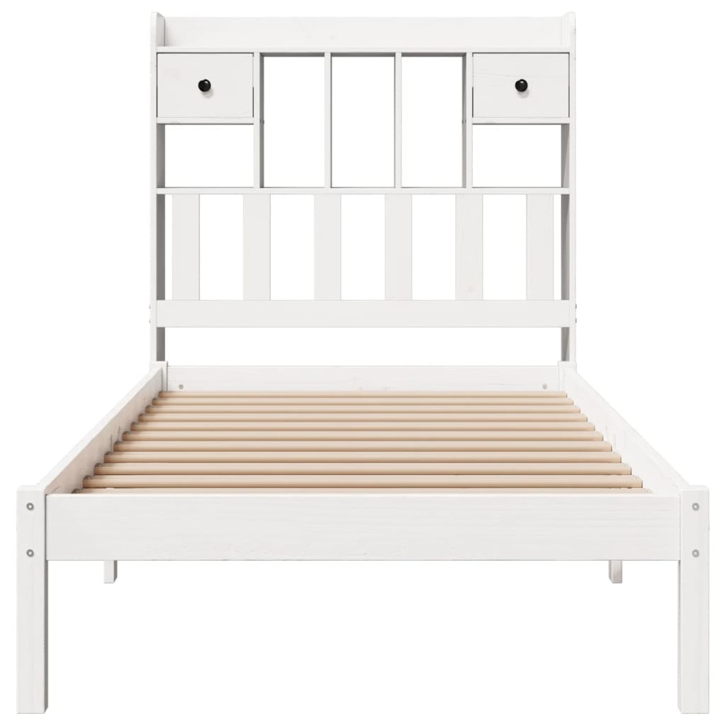 vidaXL Cama con estantería sin colchón madera maciza blanca 100x200 cm