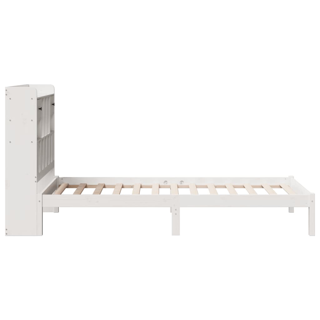 vidaXL Cama con estantería sin colchón madera maciza blanca 100x200 cm