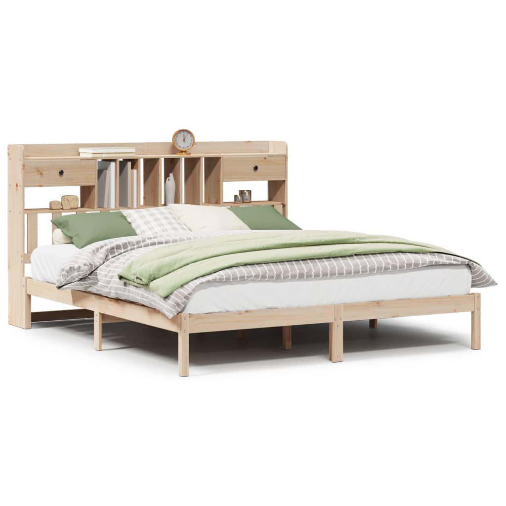 vidaXL Cama con estantería sin colchón madera maciza de pino 180x200cm