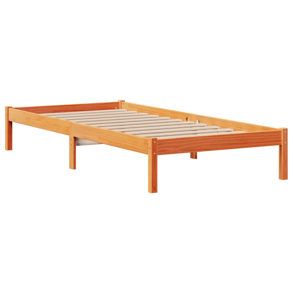 vidaXL Sofá con estantería sin colchón madera maciza marrón 90x200 cm