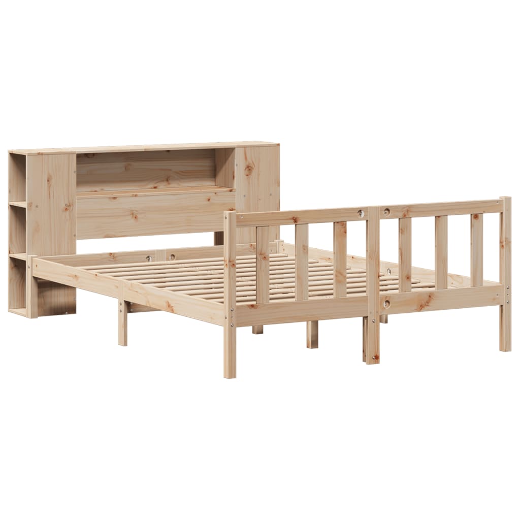 vidaXL Cama con estantería sin colchón madera maciza de pino 135x190cm