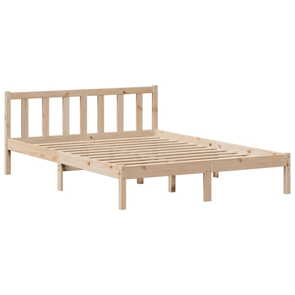 vidaXL Cama con estantería sin colchón madera maciza de pino 135x190cm