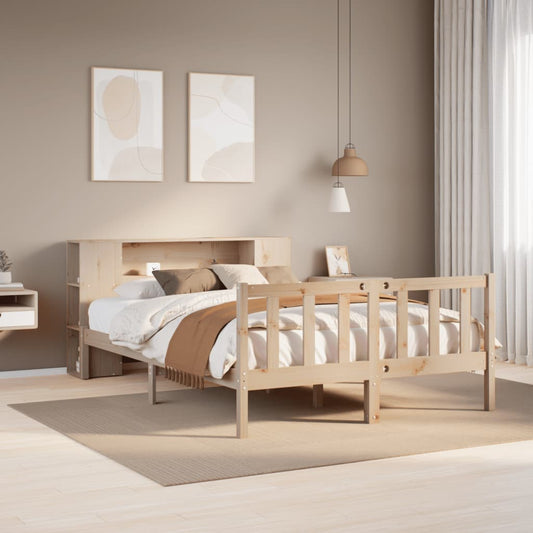 vidaXL Cama con estantería sin colchón madera maciza de pino 135x190cm