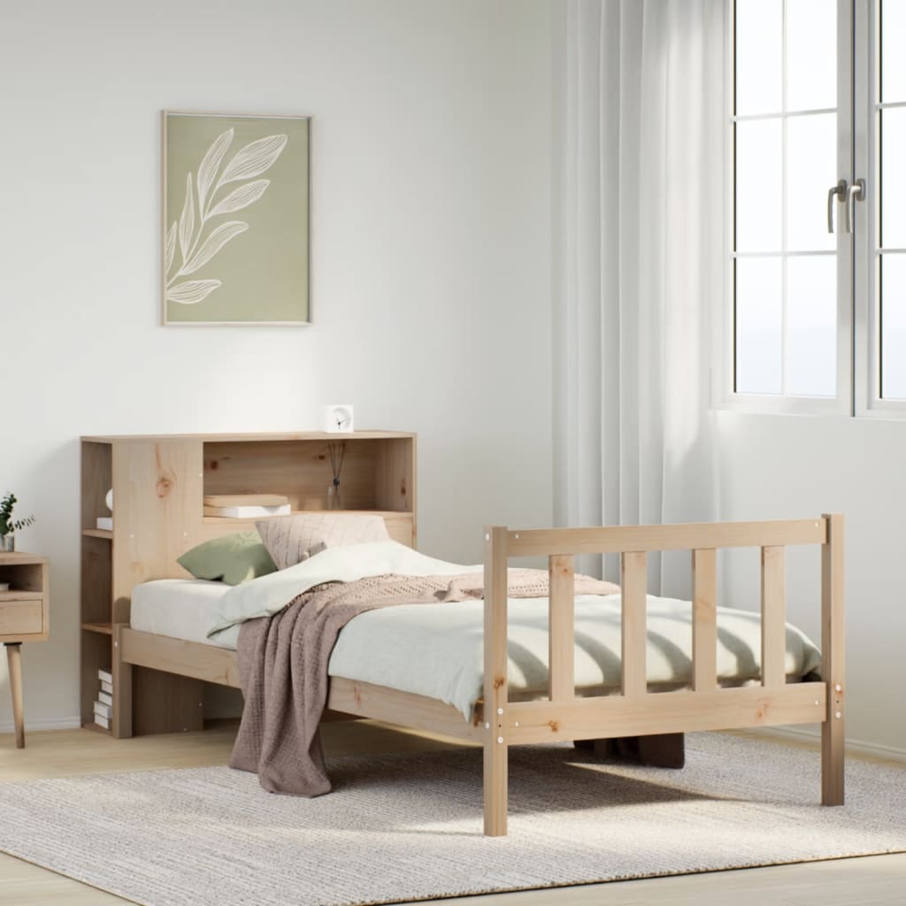 vidaXL Cama con estantería sin colchón madera maciza de pino 100x200cm