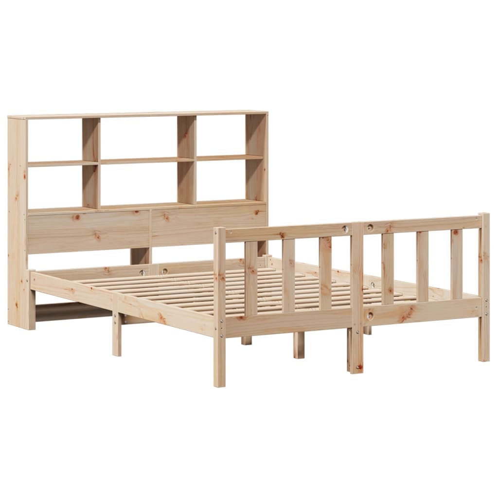 vidaXL Cama con estantería sin colchón madera maciza de pino 135x190cm