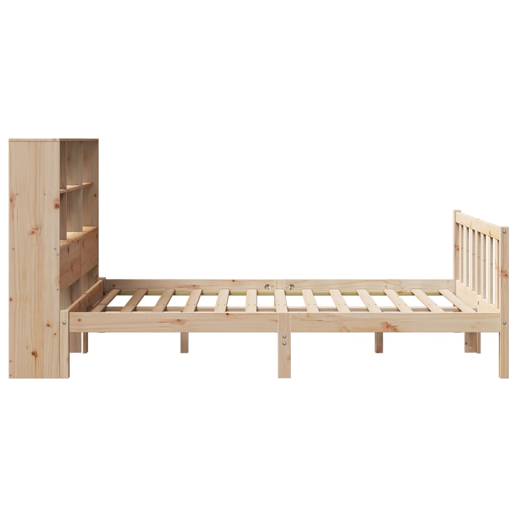 vidaXL Cama con estantería sin colchón madera maciza de pino 135x190cm