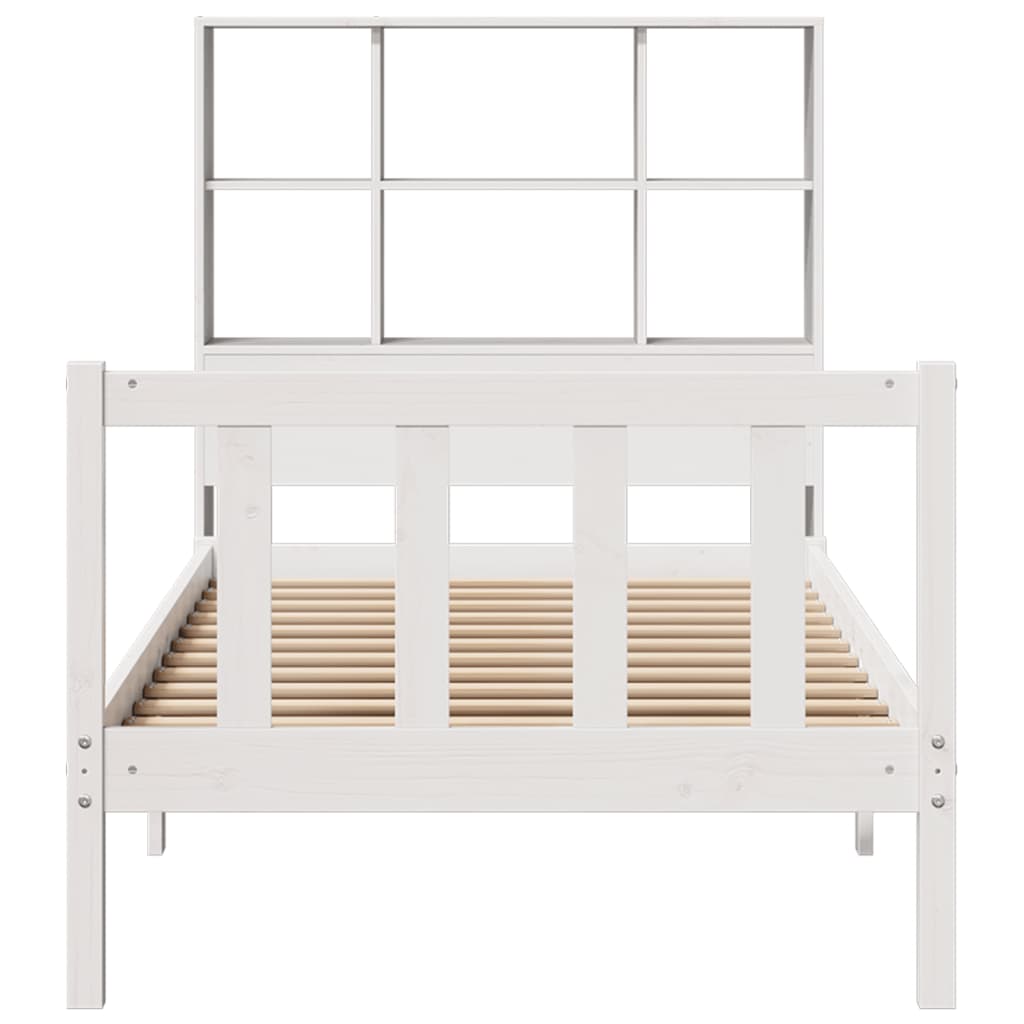 vidaXL Cama con estantería sin colchón madera maciza blanca 100x200 cm