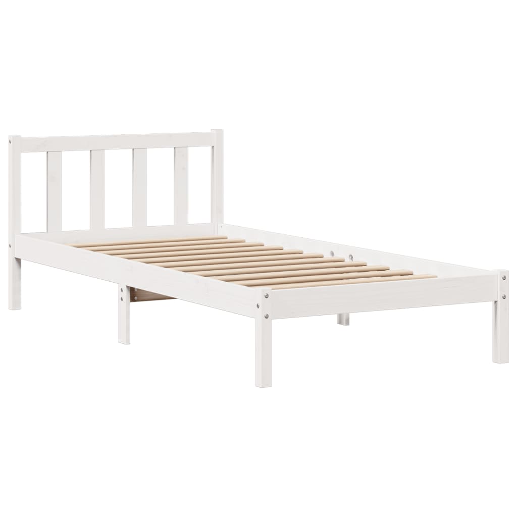 vidaXL Cama con estantería sin colchón madera maciza blanca 100x200 cm