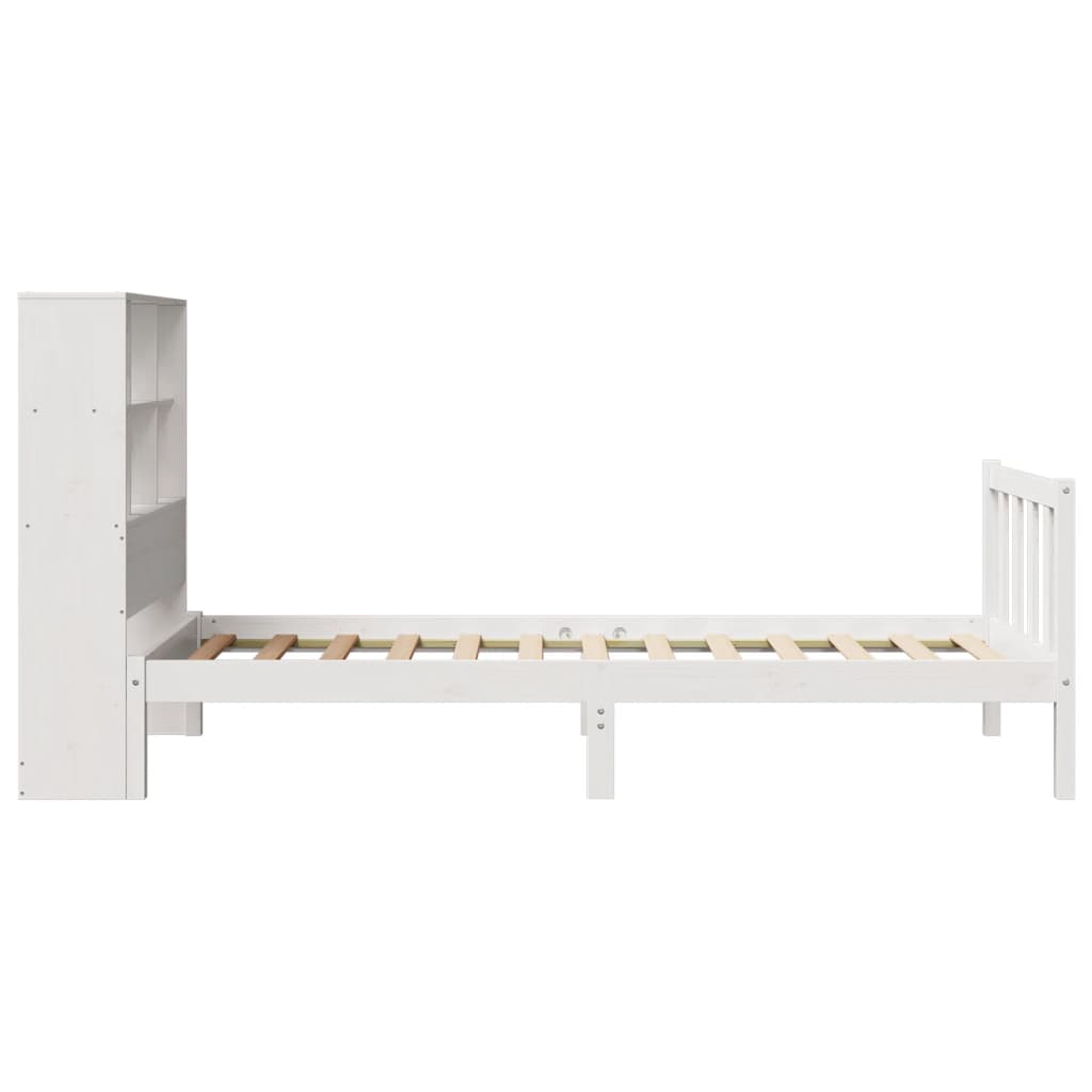 vidaXL Cama con estantería sin colchón madera maciza blanca 100x200 cm