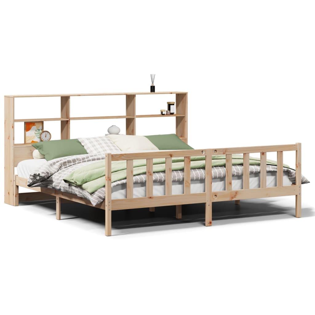 vidaXL Cama con estantería sin colchón madera maciza de pino 180x200cm