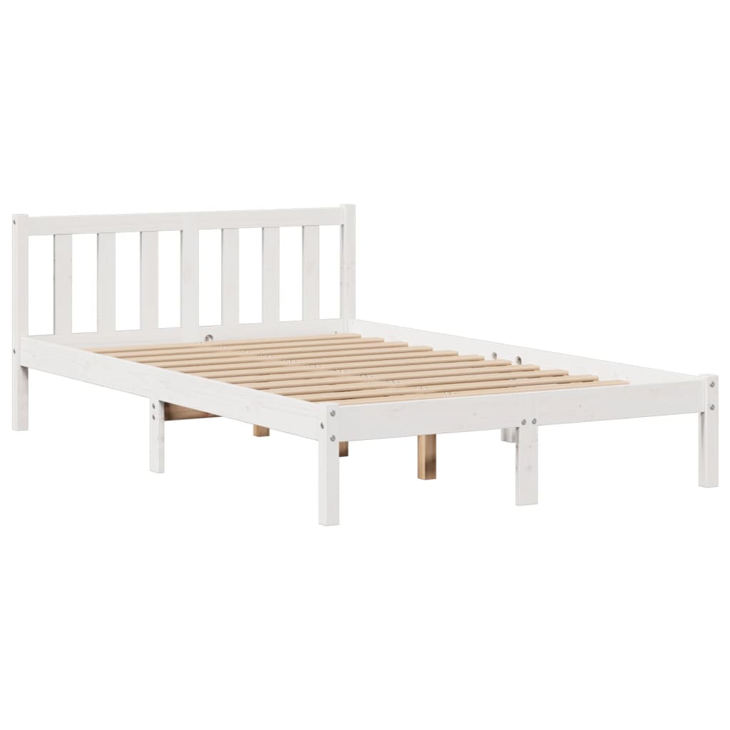 vidaXL Cama con estantería sin colchón madera maciza blanca 120x190 cm