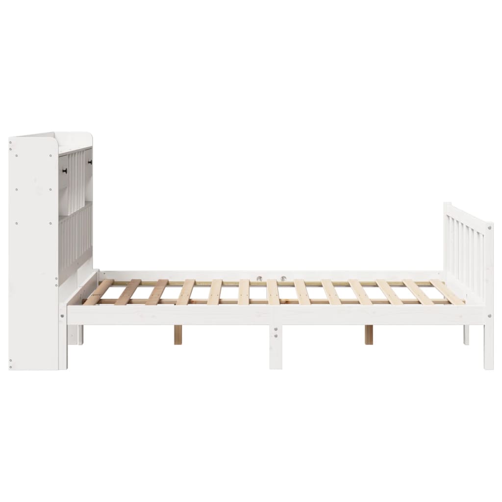 vidaXL Cama con estantería sin colchón madera maciza blanca 120x190 cm