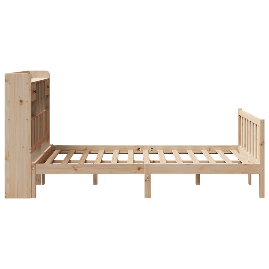 vidaXL Cama con estantería sin colchón madera maciza de pino 135x190cm